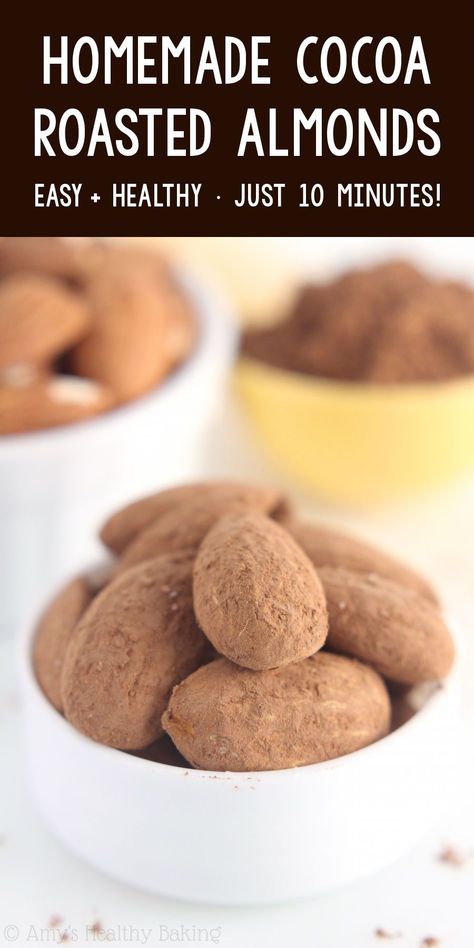 Cocoa Dusted Almonds Recipes, Cocoa Dusted Almonds, Almonds Recipe Healthy, Flavored Almonds Recipe, Roasted Almonds Recipe, Healthy Cocoa, Homemade Cocoa, Healthy Snack Recipe, Almond Snack