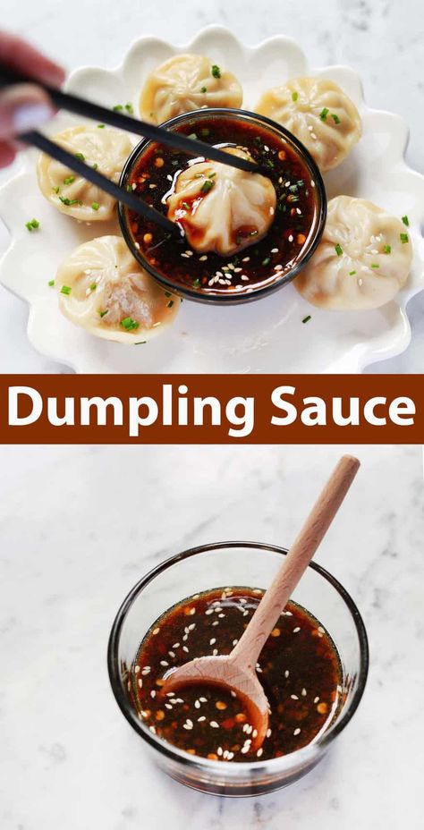 Dumpling Sauce - A Beautiful Mess Dumpling Soy Sauce Recipe, Ginger Dumpling Sauce, Sauce For Soup Dumplings, Diy Dumpling Sauce, Dumping Sauce Recipe, Soup Dumpling Sauce Recipe, Chinese Dumplings Sauce, Homemade Dumpling Sauce, Soup Dumpling Dipping Sauce