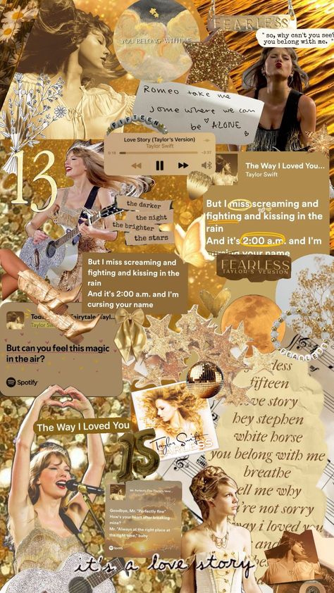 #tayloralisonswift #fearless #erastour #ts Taylor Swift Fearless Collage Wallpaper, Taylor Swift Posters Fearless, Taylor Swift Fearless Album, Fearless Taylor Swift, Fearless Album, Swift Wallpaper, Swift Concert, Taylor Swift Fearless, Taylor Swift Posters