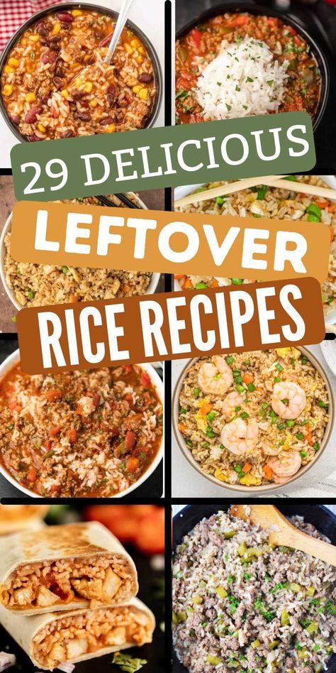 If you are looking for ways to use Leftover Homemade Rice Recipes, we have gathered over 25 recipes. These recipes are easy to make and delicious. Leftover cooked rice and be used in many different recipes. These 29 recipes will turn your leftovers into a delicious second meal. #eatingonadime #leftoverrice #easyleftoverricerecipes Fridge Recipes, Sustainable Cooking, Cooked Rice Recipes, Hearty Breakfasts, Leftover Rice Recipes, Dirty Rice Recipe, White Rice Recipes, Spanish Rice Recipe, Chicken Rice Recipes