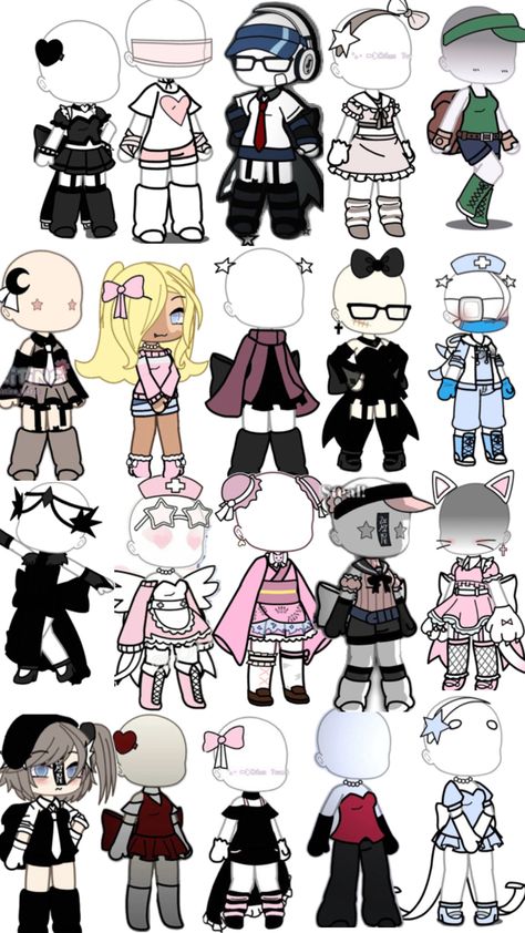 Gacha Life Adoptables, Gacha Life Skin Ideas, Adopt Me Outfit Ideas, Gacha Ideas Hair, Gacha Life Ocs, Gacha Life Sleep Outfits, 가족 일러스트, Stil Emo, Gacha Base Poses Cute