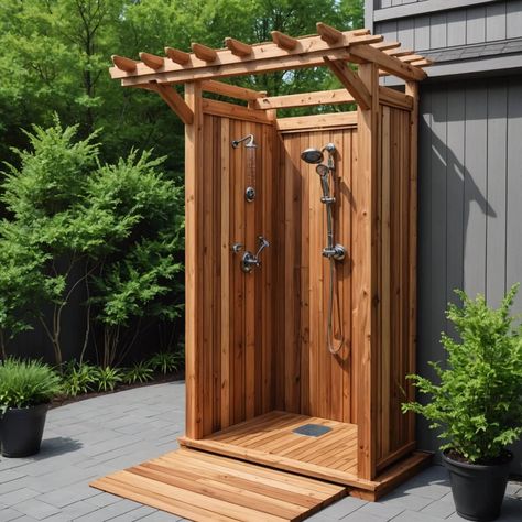 DIY Outdoor Shower Designs, Amazing Outdoor Showers, Yard Shower Ideas, Outdoor Shower Projects, Backyard Shower Designs, DIY Yard Upgrades, Outdoor Living, Stylish Outdoor Spaces, Functional Outdoor Showers, Creative Shower Designs Outdoor Toilet And Shower, Outside Showers, Outdoor Shower Enclosure, Outdoor Shower Diy, Terrace Ideas, Outdoor Bathroom Design, Outdoor Toilet, Outdoor Showers, Outdoor Bathroom