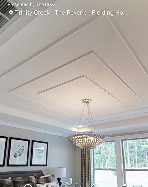 Ceiling Design Wood Modern, Cornice False Ceiling, Faux Coffered Ceiling Diy, Decorated Ceilings Ideas, Simple Ceiling Design Bedroom, Ceiling Fretwork, 8ft Ceiling Ideas, Moulding On Ceiling, Ceiling Designs Simple