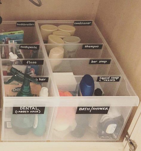 Organize your bathroom! Stackable Plastic Storage Bins, Organize Your Bathroom, Instagram Projects, Hair Tool Organizer, Mermaid Bathroom, Stackable Bins, Organization Station, Storage Tubs, Organizing Labels