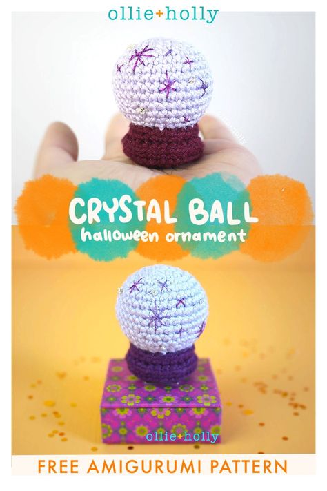 Crochet Halloween Patterns, Crystal Ball Halloween, Crochet Halloween Patterns Free, Crochet Halloween Decorations, Airpods Cover, Crochet Halloween, Halloween Crochet Patterns, Holiday Crochet, Halloween Ornaments