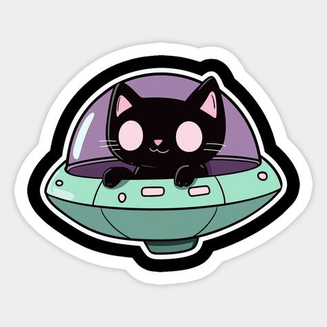 Cute Alien Cat in UFO – Cat Spaceship Art -- Choose from our vast selection of stickers to match with your favorite design to make the perfect customized sticker/decal. Perfect to put on water bottles, laptops, hard hats, and car windows. Everything from favorite TV show stickers to funny stickers. For men, women, boys, and girls. Cat Spaceship, Alien Cat, Inktober 2024, Cute Alien, Spaceship Art, Sticker Art, Hard Hats, Car Windows, Funny Stickers