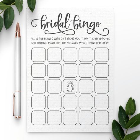 Bridal Image, Rustic Bridal Shower Games, Bridal Shower Presents, Bridal Shower Bingo, Bingo Template, Bridal Shower Activities, Bridal Bingo, Bridal Games, Bride Shower