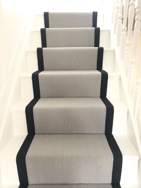 Striped Stair Runner, Stair Runner Installation, Hard Wearing Carpet, Neutral Carpet, Stair Rods, Chevron Carpet, Herringbone Floor, Grey Herringbone, Engineered Flooring