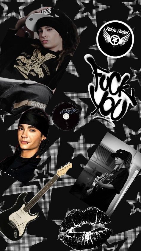 black wallpaper Tom Kaulitz Wallpaper, Tom Kaulitz, Tokio Hotel, Black Wallpaper, Hotel, Quick Saves, Black