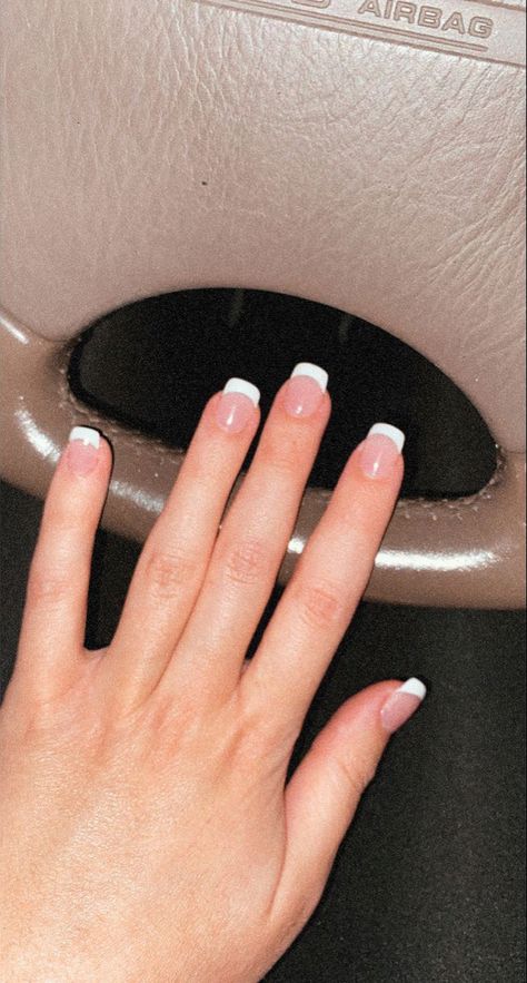 short french tip nails Flat French Tip Nails, Simple French Tip, Tip Acrylics, Short French Tip, Short French Tip Nails, French Tip Acrylics, Short French, Tip Nails, Pretty Stuff