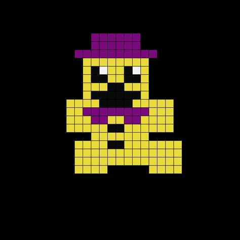 Pixel Art Characters Grid, Easy Fnaf Pixel Art, Purple Guy Perler Beads, Perler Bead Patterns Fnaf, Fnaf Perler Beads Pattern, Fnaf Pixel Art Grid, Fnaf Perler Beads, Fredbear Plush, Fnaf Kandi