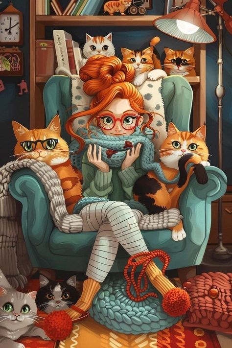 Art Mignon, Cats Artists, Artwork Gifts, Girly Art Illustrations, Puzzle Art, Art Et Illustration, Art And Illustration, Cat Colors, Girly Art