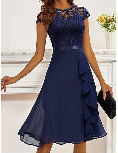 Fall Wedding Guest- Online Shopping for Fall Wedding Guest - Retail Fall Wedding Guest from LightInTheBox Navy Blue Cocktail Dress Wedding, Cocktail Wedding Dress Brides, Petite Dresses Wedding Guest, Anniversary Dresses, Fashion Wedding Guest, Cocktail Dress Midi, Party Dress Lace, Fall Wedding Guest, Party Dresses Online