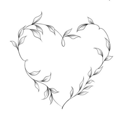 Leaf Heart Tattoo, Vine Heart Tattoo, Heart Outline Tattoo, Tattoo Mafia, Love Symbol Tattoos, Learn To Tattoo, Vine Drawing, Pawprint Tattoo, Family Tree Tattoo