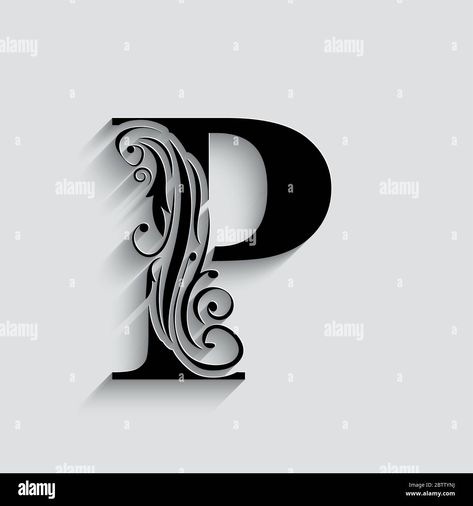 Download this stock vector: letter P. Black flower alphabet. Beautiful capital letter with shadow - 2BTTYNJ from Alamy's library of millions of high resolution stock photos, illustrations and vectors. P Letter Wallpaper Stylish, P Alphabet Wallpaper, P Design Letter, P Alphabet Design, Letters Decoration Ideas, P Calligraphy, P Name Wallpaper Hd Love, H Wallpaper, P Name