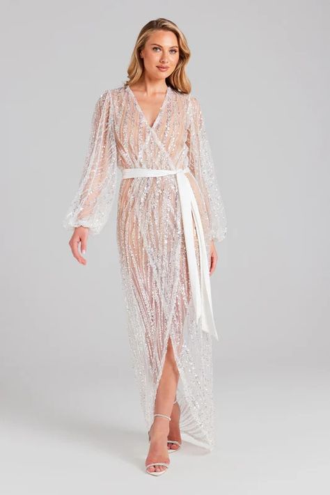 Going Out and Occasion Dresses | Nadine Merabi – NADINE MERABI Nadine Merabi, Beaded Maxi Dress, White Maxi Dress, White Maxi, Sequin Beading, Wedding Night, Maxi Wrap Dress, White Maxi Dresses, Womens Maxi Dresses