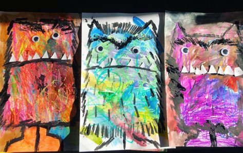 Scribble Monster, Adapted Art, Halloween Art Lessons, Special Needs Art, Color Art Lessons, Kindergarten Art Lessons, Kindergarten Art Projects, Fall Art Projects, 3rd Grade Art