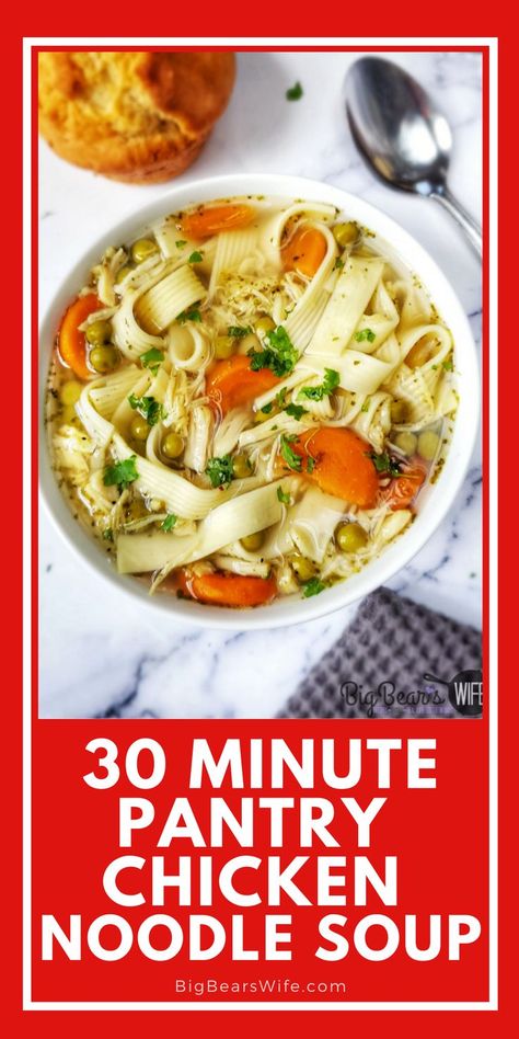 Easy Home Cooked Meals, Cozy Soups, Roasted Garlic Chicken, Chicken Chunks, Pantry Ingredients, Roasted Chicken Thighs, Cooked Meal, Comfort Food Southern, Chicken Noodle Soup Homemade