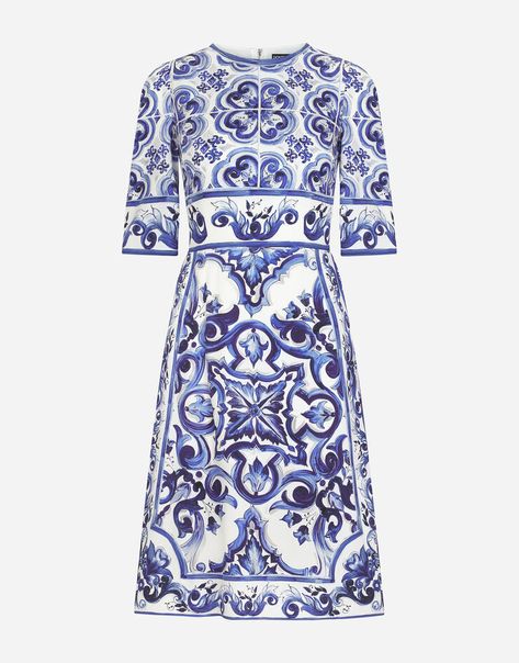 Silk Charmeuse Dress, Designer Summer Dresses, Charmeuse Dress, Dress Luxury, Dolce Gabbana Dress, Blue Dress Casual, Dolce E Gabbana, Silk Charmeuse, Blue Midi Dress