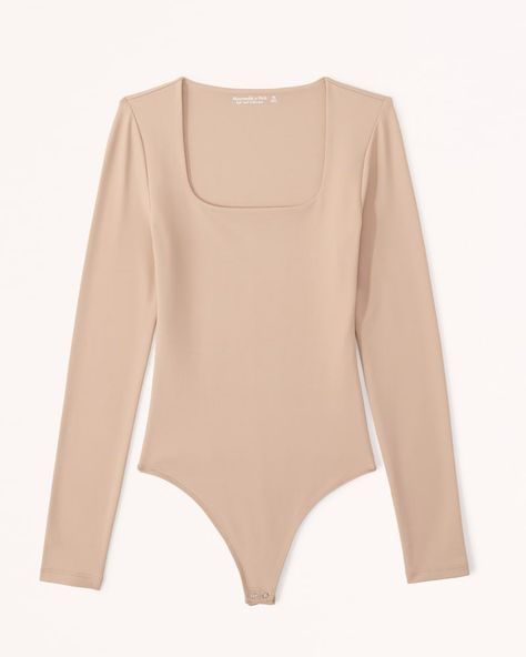 Women's Long-Sleeve Seamless Fabric Soft Squareneck Bodysuit | Women's New Arrivals | Abercrombie.com Brown Clothes, Girl Baddie, Chanel Fashion Show, Body Top, Fashion Stylist, Long Sleeve Bodysuit, Women's Tops, American Apparel, Classy Outfits