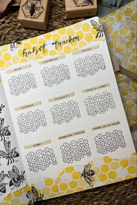 Bullet journal for June, habit tracker May Habit Tracker Bullet Journal, June Habit Tracker Bullet Journal, June Habit Tracker, Bee Bullet Journal, Bullet Journal Water Tracker, Bullet Journal Habit Tracker Ideas, Habit Tracker Journal, June Bullet Journal, Sleep Journal