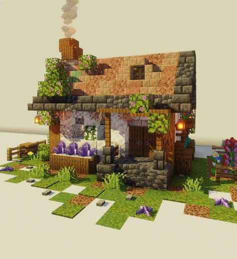 Minecraft Garden House Ideas, Minecraft Flower Cottage House, Small Houses Minecraft Ideas, Villager House Minecraft Small, Minecraft Small Cottagecore House, Very Small Minecraft House, Small Cottages Minecraft, Small Mc House Ideas, Minecraft Pergola Ideas