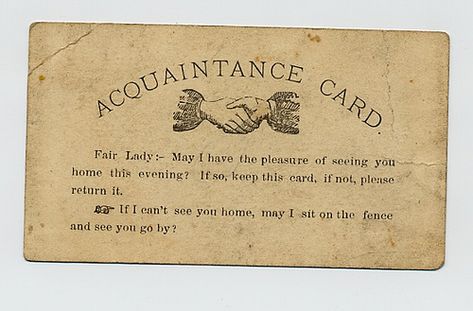 Acquaintance card: better even than a calling card? Library Cards, Night Circus, Beating Heart, E Card, Calling Cards, Victorian Era, The Words, Make Me Smile, The Well