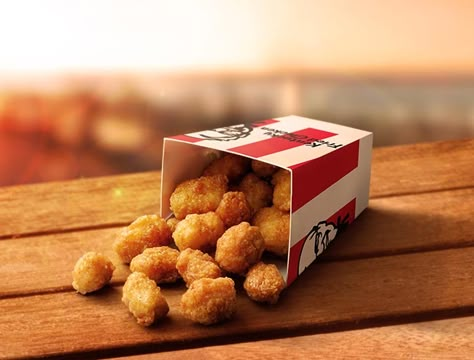 Her favourite KFC thing to order. Not as good as a zinger box but it’s up there, because she loves them. Kfc Chicken Sandwich, Kfc Chicken Pot Pie Recipe, Kfc Popcorn Chicken, Movie Theater Snacks, Kfc Restaurant, Kfc Chicken Recipe, Food Mockup, Healthy Snack Alternatives, Chicken Menu