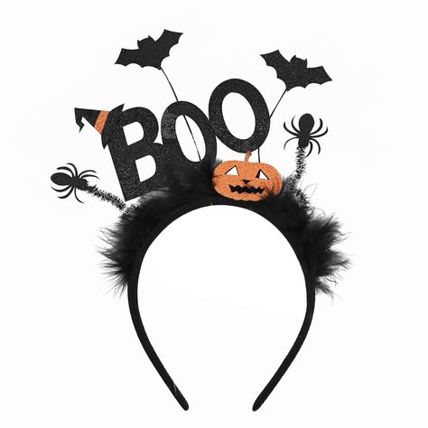 PRICES MAY VARY. Xtraokute Halloween headband, full festival symbols 'BOO', pumpkin, ghost, bat, spider and witch hat fully decored with shinning glitters. Good for all ages and gender group, one size fits all, super elastic, soft cotton winded, natural feather decorated, skin and hair friendly. These headbands are 100% handmade with high quality materials, ensuring safety and durability. Hand adjustable, find your favorite angle. Shinning surface material together with large Halloween elements, Cute Halloween Accessories, Boo Halloween Costume, Boo Pumpkin, Ghost Halloween Costume, Pumpkin Halloween Costume, Ghost Bat, Festival Headband, Halloween Elements, Halloween Costume Party