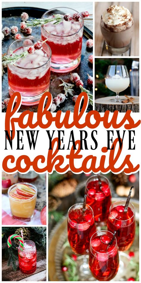 Save this list of New Year's Eve Cocktails! #celebrationdrinks #newyearsevedrinks #holidaycocktails New Years Drinks For A Crowd, New Year Eve Drink Ideas, New Years Eve Party Drinks For Adults, New Years Vodka Cocktails, New Years Cocktails Easy, New Years Themed Cocktails, Fun New Years Drinks, Mocktails New Years, Drinks For New Years Eve Party