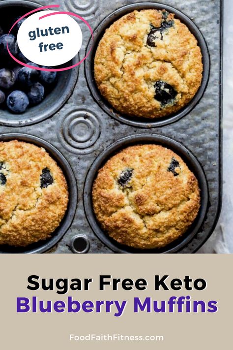 These Low Carb Sugar Free Keto Blueberry Muffins with Almond Flour are SO tender and moist! Hard to believe they are healthy and gluten free! Blueberry Muffins With Almond Flour, Muffins With Almond Flour, Paleo Blueberry Muffins, Keto Blueberry Muffins, Easy Blueberry Muffins, Keto Blueberry, Low Carb Low Fat Recipes, Baking Powder Uses, Low Carb Meal Prep