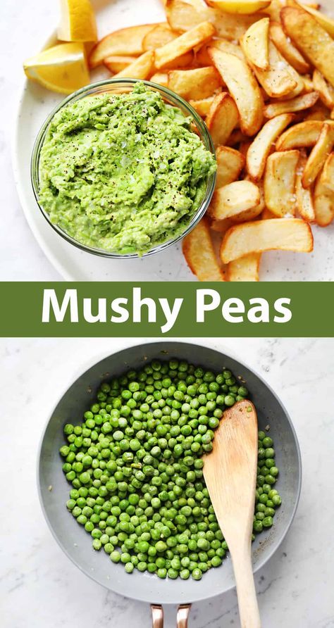 Mashy Peas Recipe, British Mushy Peas, Mushy Peas From Frozen Peas, Mashed Peas Recipes, Mushy Peas Recipe British, Smashed Peas Recipes, Mash Peas Recipe, Mushy Peas Recipe, Fried Fish And Chips