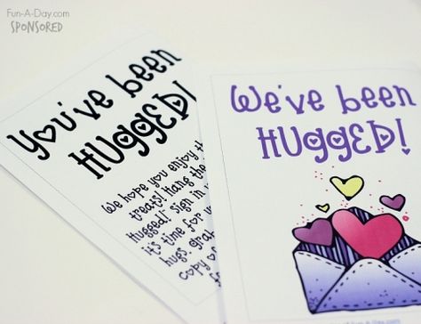 You've been hugged - a sweet and simple act of kindness to try with the kids You Been Hugged, Boo Baskets Valentines, You've Been Hugged, Associate Appreciation, Heart Brownies, Staff Wellbeing, Friendship Ideas, Clever Valentines, Kindness Notes