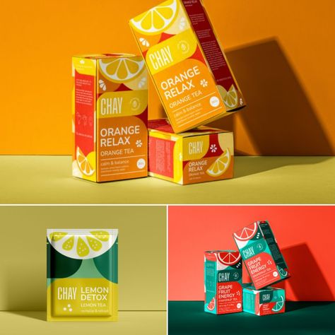 Fruit Tea Packaging, Lemon Packaging, Tea Packaging Design, Lemon Detox, Packaging Design Trends, Orange Tea, Yellow Tea, Skin Care Packaging, Muted Colours