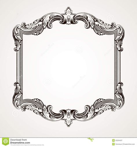 Vector Vintage Border Frame Engraving - Download From Over 55 Million High Quality Stock Photos, Images, Vectors. Sign up for FREE today. Image: 22234437 Rococo Frame, Vintage Frames Vector, Vintage Border, Border Background, Victorian Frame, Doodle Frames, Retro Ornaments, Vintage Borders, Engraving Illustration