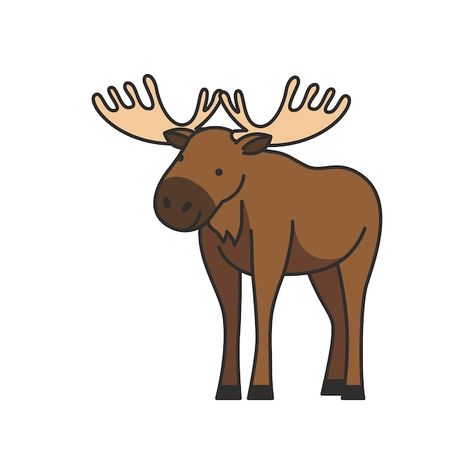 Vector vector illustration of a moose in... | Premium Vector #Freepik #vector #reindeer #ungulate #wapiti #moose Cartoon Moose Cute, Moose Doodle, Cartoon Moose Tattoo, Moose Illustration Cute, Moose Outline Drawing, Reindeer Outline, Moose Cartoon, Moose Illustration, Moose Silhouette