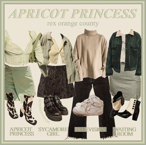 Rex Orange County Concert, Apricot Princess, Aufits Aesthetic, Artsy Style Outfits, Tuff Fits, Rex Orange County, Aesthetic Material, Green Core, Rex Orange