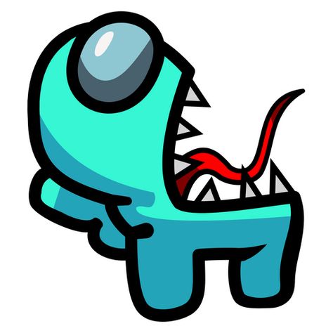 What is this little cyan toothy creature? This is the Impostor, one of the roles in the popular game Among Us, which runs around the spaceship, arranges sabotages, makes away with all crew members,... Among Us Spaceship, Amon Us, Amog Us, Imposter Among Us, Gaming Stickers, Among Us Characters, Blue Characters, Yoda Sticker, Among Us Character