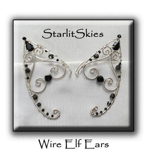 Mystical Silver Jewelry With Ear Wire, Diy Elf Ears Wire, Wire Wrap Elf Ears, Whimsical Adjustable Wire Wrapped Ear Cuff, Wire Elf Ears, Elf Ear Cuff Wire Princess - Bridal And Fairytale Accessories, Wire Crown, Ear Cuff Chain, Elven Jewelry