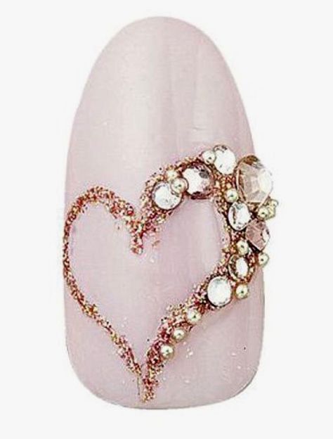 Diy Rhinestone Nails, Nailart Tutorial, Heart Nail Designs, Valentine Nail Art, Nail Designs Valentines, Swarovski Nails, Nails Design With Rhinestones, Nail Art Rhinestones, Diamond Nails