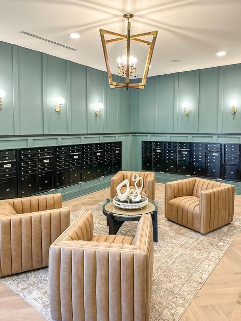 Be right back, writing a love letter for this stylish mailroom 💌 ⁠ -⁠ Property: The Kendry Location: Charlotte, NC ⁠ -⁠ ⁠ #mailroom #multifamilydesign⁠ #multifamily #boardandbatten #crosbydesigngroup Mailroom Design, Mail Room, Writing A Love Letter, Fun Mail, A Love Letter, Be Right Back, Board And Batten, Corporate Office, Southern Belle