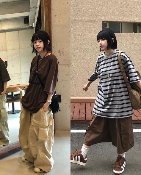 Japanese Baggy Fashion, Japanese Tomboy Fashion, Japanese Aesthetic Clothes, Japanese Clothing Style, Lazy Outfit, Japanese Fashion Women, 2000s Japanese Fashion, Japanese Street Wear, Japanese Streetwear