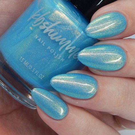 Blue Shimmer Nails, Beauty Pics, Diving Board, Nail Colour, Water Collection, Flat Brush, Spring Hairstyles, Crystal Blue, Jump In