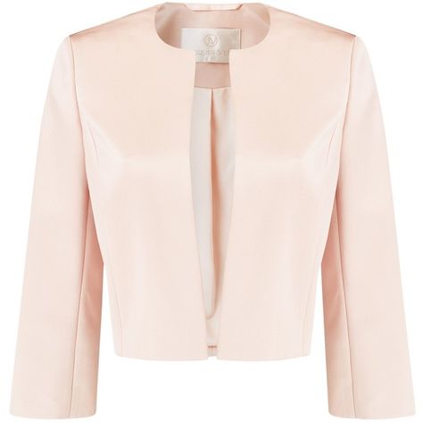 Jacques Vert Satin Bolero, Light Pink (€69) ❤ liked on Polyvore featuring outerwear, jackets, satin jackets, pink jacket, pink bolero, short bolero jacket and light pink jacket Bolero Outfits, Pink Bolero, Light Pink Jacket, Evening Jackets, Bolero Jacket, Satin Jackets, Pink Jacket, Semi Formal, Outerwear Jackets