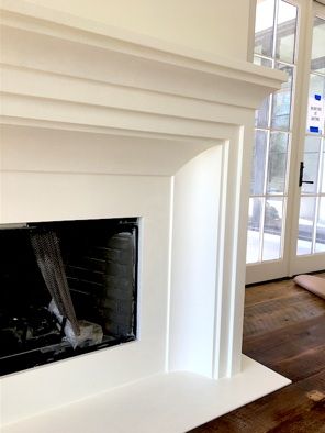 Large Cove Frame Trim Over Fireplace, Fireplace With Millwork, Crown Molding Fireplace Mantle, Deep Mantle Decorating Ideas, Gas Insert Fireplace Ideas, Diy Fireplace Mantle Crown Molding, Pecky Cypress Mantle Fireplace Corbles, Fireplace Trim Ideas Moldings, Craftsman Mantle