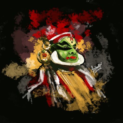 Kathakali on Behance Kadakali Painting, Kathakali Painting On Canvas, Yakshagana Painting, Kathakali Painting, Wedding Rings For Bride, Rings For Bride, Hairstyles Bride, Photography Sketchbook, Kerala Mural Painting