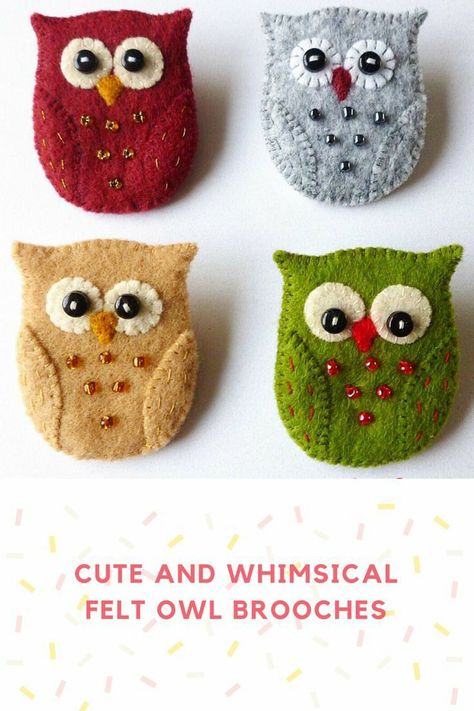 Felt Birds Ornaments, Diy Felt Christmas Ornaments, Felt Ornaments Patterns, Felt Owls, Wool Felt Projects, Felt Crafts Christmas, Felted Wool Crafts, Felt Creations, Felt Owl