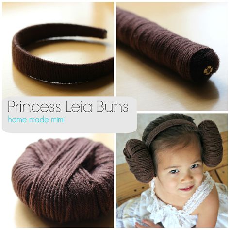 Today I offer you: DIY Princess Leia buns! But before you get the wrong idea, let me be clear: these… Princess Leia Buns Short Hair, Princess Leia Costume Diy, Princess Leia Wig, Princess Leia Buns, Disfraz Star Wars, Princess Leia Hair, Princess Leia Costume, Yarn Wig, Costume Carnaval