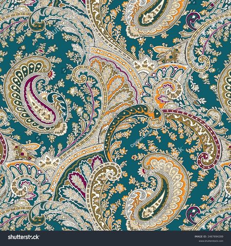 Abstract Allover Seamless Background Pattern Stock Illustration 2467694289 | Shutterstock Paisley Background, Abstract Paisley, Paisley Print Design, Floral Pattern Wallpaper, Fabric Print Design, African Paintings, Ajrakh Prints, Paisley Art, Print Ideas