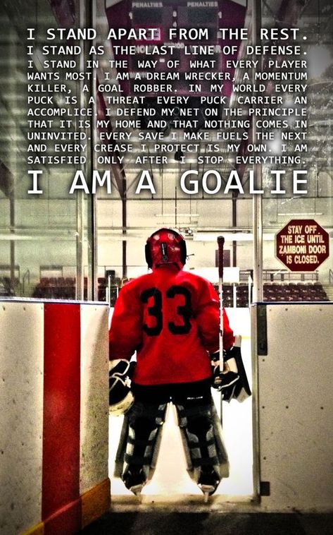 Goalie Quotes, Field Hockey Goalie, Hockey Bedroom, Hockey Room, Hockey Tournaments, Hockey Party, Hockey Birthday, Hockey Kids, Hockey Quotes